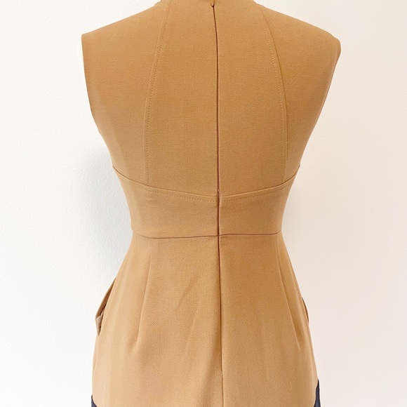 Shoshanna Camel Double Crepe Color block Trina Dress - Picture 7 of 15
